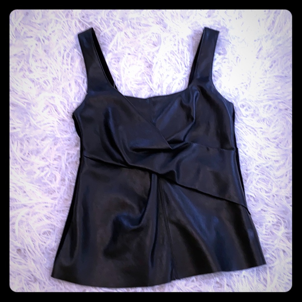 Faux Leather Black Tank Top - Excellent Condition